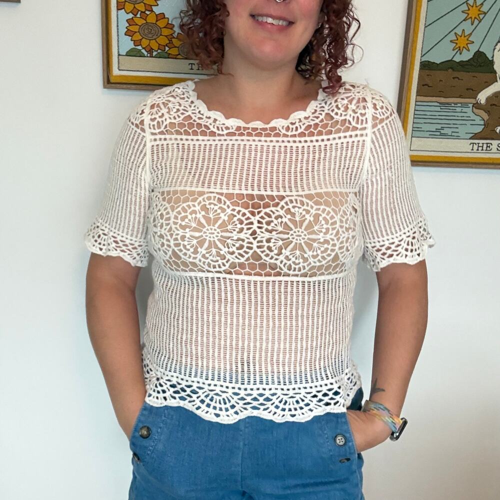 James coviello lace top white size Medium